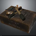 Military Grenades Crossed On Old Wooden Crate With Vintage Labels And Storage Markings