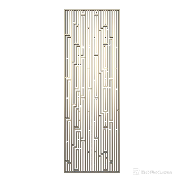 Modern Geometric Room Divider With Linear Pattern And Metal Frame For Interior Design 3d model