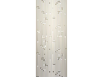 Modern Geometric Room Divider With Linear Pattern And Metal Frame For Interior Design 3d model