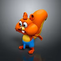 Cartoon Orange Squirrel with Big Eyes Cute Face Yellow Belly and Blue Pants