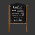 Restaurant Building Exterior Wooden Menu Board Displaying Prices And Contact Information