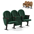 Row Designed Green Upholstered Public Chairs With Wooden Armrests And Black Metal Legs