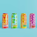 Colorful Bubbly Canned Sparkling Drinks with Strawberry Lime Mango Peach Flavors