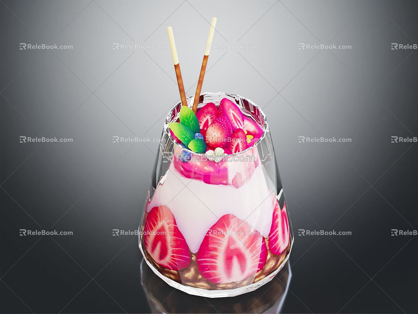 Strawberry Ice Cream Modern Ice Cream 3d model