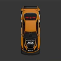 Orange Modified Race Car With TOP SECRET R34 Livery Large Rear Spoiler And Sport Wheels