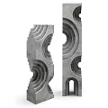 Modern Concrete Decorative Ornament Set With Geometric Hollow Circular Curved Patterns