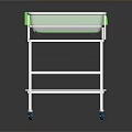 Two Tier White Baby Care Trolley With Green Mattress Transparent Storage And Wheels