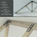 Wooden Triangular Decorative Ornament Set With Metal Brackets And Various Designs