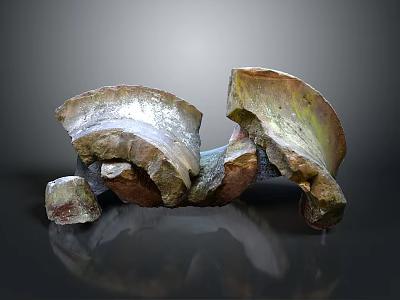 Unique Natural Stone Household Decorative Ornament With Textured Surface And Curved Design 3d model