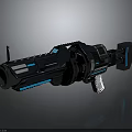 Futuristic Sci Fi Weapon With Blue And Black Glowing Mechanical Structure 3d model