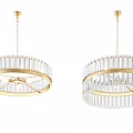 Modern Crystal Chandeliers With Gold Frame And Transparent Crystal Bars Hanging Design