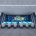 Command and Dispatching Hall of Modern Monitoring Room 3d model