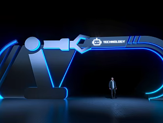 Modern science and technology door head 3d model