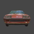 Vintage Orange Functional Car with Two Door Sedan Classic Exterior View