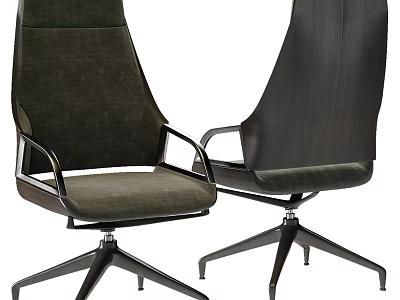 Modern Office Chair With Metal Armrests Five Star Base And Dark Upholstery Design 3d model
