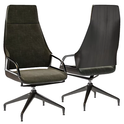 Modern Office Chair With Metal Armrests Five Star Base And Dark Upholstery Design 3d model