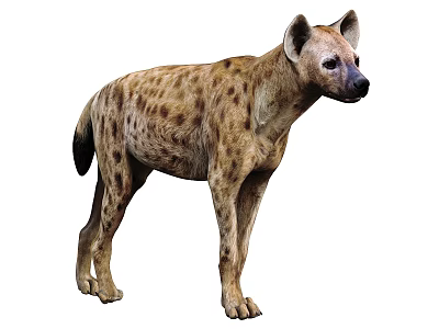 Spotted Hyena Standing in Natural Pose with Distinctive Fur Pattern 3d model