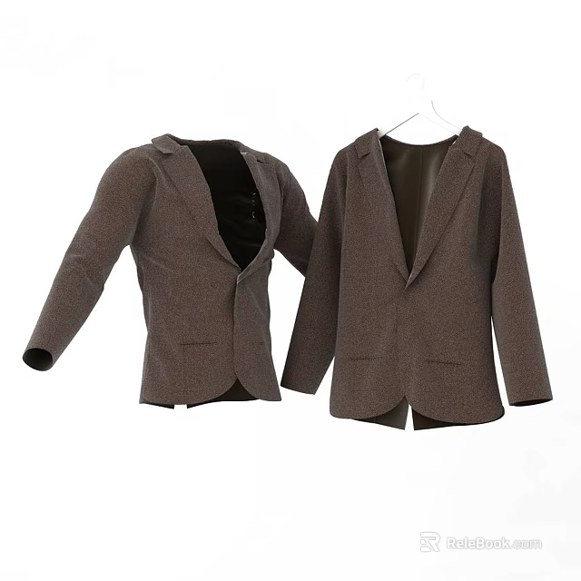 Men's Brown Blazer with Lapel Design and Pocket Details in Fashion Style 3d model 
