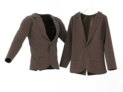 Men's Brown Blazer with Lapel Design and Pocket Details in Fashion Style 3d model