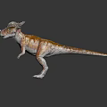 Colorful Horned Dinosaur With White Orange Red Skin In Standing Pose Realistic