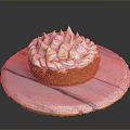 Delicious Golden Cake With Fluffy Meringue Topping On Marble Serving Tray