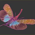 Vibrant Flying Insect With Red Blue Green Spread Wings And Colorful Spotted Patterns