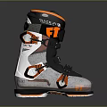 Gray Black and Orange Race Inspired Ski Boots with Secure Straps and Supportive Design 3d model
