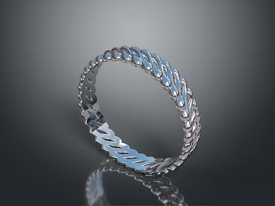 Fashionable Silver Braided Bracelet With Shiny Metallic Design For Wrist Accessories 3d model