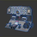 Industrial Mechanical Control Panel With Circular Buttons Knobs Dials And Levers