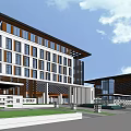Modern Multi story Office Building With Glass Curtain Wall And Blue Sky Exterior