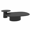 Minimalist Modern Black Coffee Table With Oval Top And Cylindrical Base