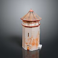 Architectural Model Of White Lighthouse With Red Roof Windows And Small Door