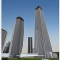 Modern Office Buildings With Glass Curtain Walls Tall Structures In City Skyline At Night