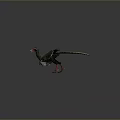 Flying Prehistoric Creature Model With Large Wings Green Brown Feathers Red Beak Claws