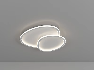 Modern Two Oval Ceiling Lights With Soft White Lighting And Sleek Design On Ceiling 3d model