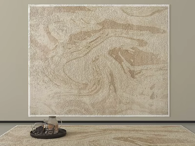 Square Beige Rug With Marble Like Pattern In Modern Living Room 3d model