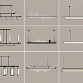 Elegant Modern Chandeliers With Various Designs Sleek Lines For Interior Lighting 3d model