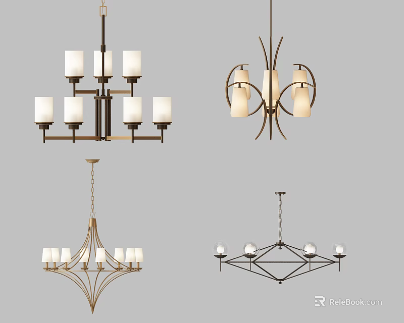 Various Modern Chandelier Designs With Unique Styles And Lighting Features 3d model