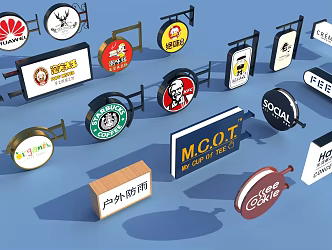 Modern signboard shop sign 3d model
