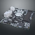 High Performance Computer Motherboard With CPU Socket RAM Slots And Circuitry Components