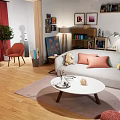 Modern Apartment Interior Featuring Open Kitchen With Island Counter And Appliances