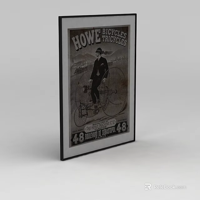 Science and Technology Exhibition Hall Featuring Vintage Howe Bicycles Tricycles Poster 3d model 
