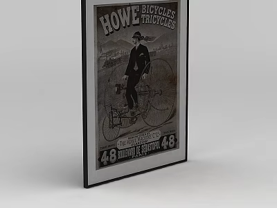 Science and Technology Exhibition Hall Featuring Vintage Howe Bicycles Tricycles Poster 3d model