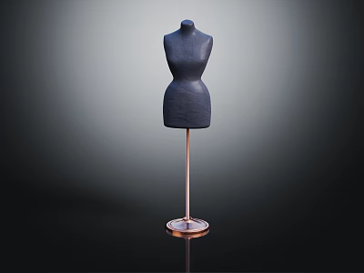Elegant Black Mannequin Display With Copper Stand And Round Base Design 3d model