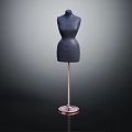Elegant Black Mannequin Display With Copper Stand And Round Base Design 3d model