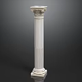 Classical White Column with Intricate Carved Details and Square Base on Dark Background