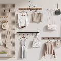 Wall Mounted Wooden And Metal Hangers For Clothes Bags And Hats Storage
