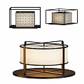 Modern Table Lamp With Black Metal Frame And Fabric Shade Contemporary Design