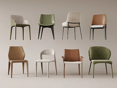 Stylish Modern Leisure Chairs In Multiple Colors With Comfortable Seats And Metal Legs 3d model