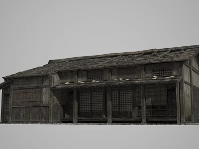 Ancient Architecture With Wooden Structure Weathered Roof Traditional Windows Porch And Classic Style Design 3d model